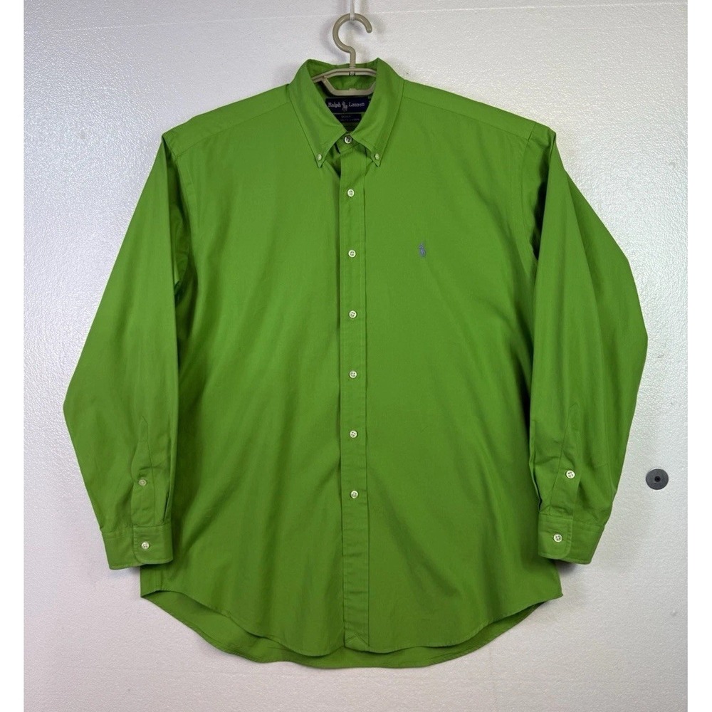 Ralph Lauren Shirt Mens Sz L Green Blake Button Down Long‎ Sleeve Pony Logo